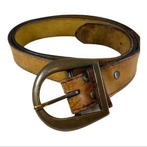 Vintage leather belt with brass buckle boho sz 40